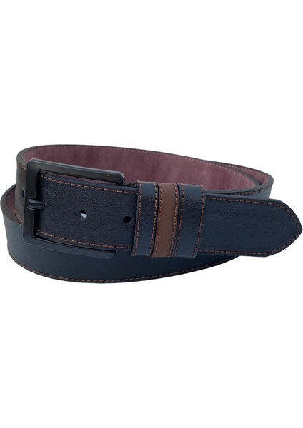 Siyah Suni Deri Kahverengi Dikişli 3 Köprülü 4 Cm.lik Unisex Spor Kemer - 7000-109 modelleri