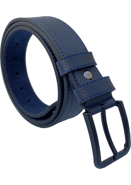 Lacivert Suni Deri Mavi Dikişli Model 4 Cm.lik Unisex Spor Kemer - 9047 indirimleri