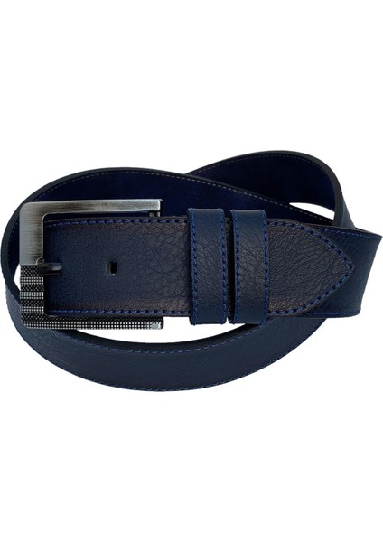 Lacivert Suni Deri Mavi Dikişli Model 4.5 Cm.lik Unisex Spor Kemer - 4547 modelleri