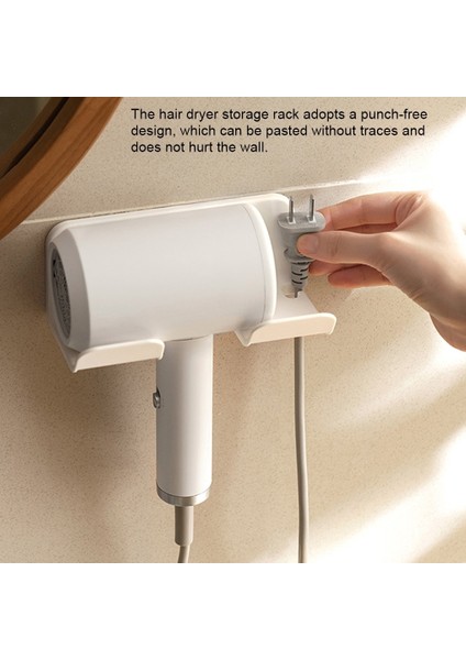 Saç Kurutma Makinesi Depolama Tutucu Punchless Kendinden Yapışkanlı Saç Kurutma Makinesi Raf Ev Banyo Soyunma Odası Raf Aksesuarları (Yurt Dışından)