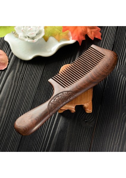 Sandal Ağacı Tarak Detangle Kadın Erkek Ev Seyahat Ahşap Anti-Statik Ince Diş Tarak Ahşap Kolları Masaj (Yurt Dışından)