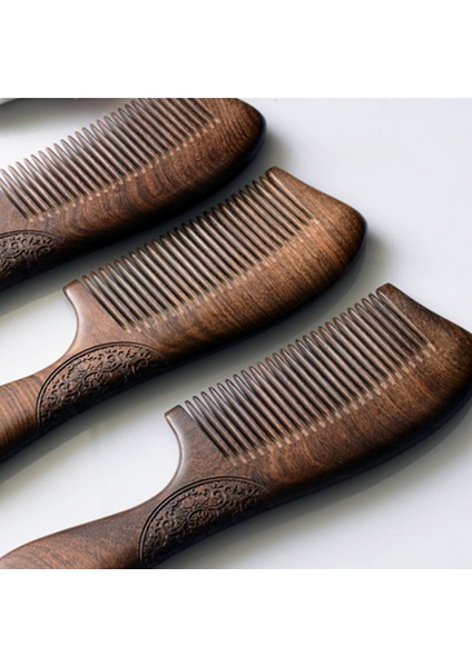 Sandal Ağacı Tarak Detangle Kadın Erkek Ev Seyahat Ahşap Anti-Statik Ince Diş Tarak Ahşap Kolları Masaj (Yurt Dışından)