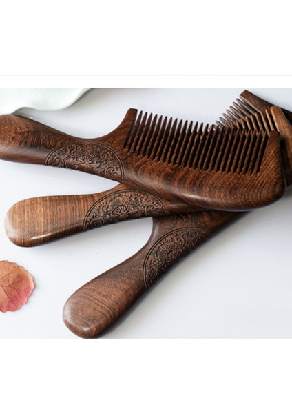 Sandal Ağacı Tarak Detangle Kadın Erkek Ev Seyahat Ahşap Anti-Statik Ince Diş Tarak Ahşap Kolları Masaj (Yurt Dışından)