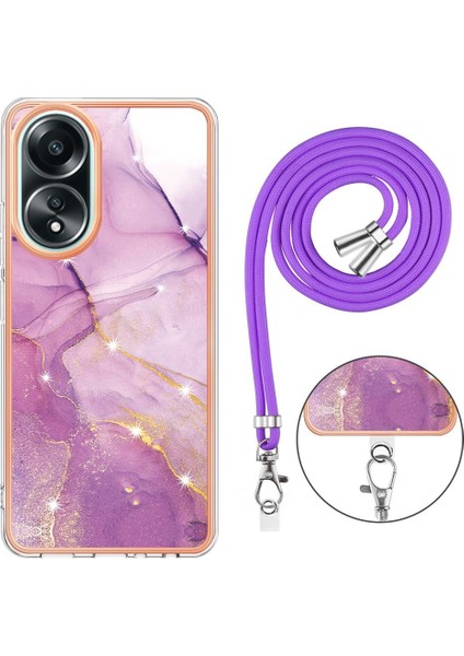 Oppo A58 4g Mermer Tampon Anti-Çizik Yumuşak Crossbody Kordon Için Kılıf (Yurt Dışından) modelleri