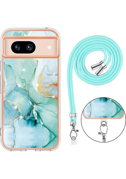 Google Piksel 8A Tampon Mermer Crossbody Kordon Askısı Için Kılıf Yumuşak (Yurt Dışından)