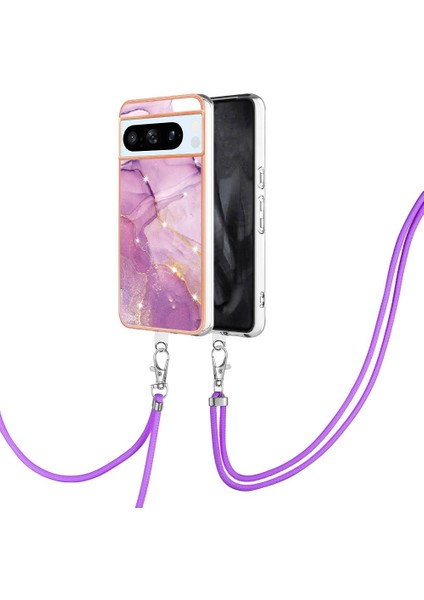 Google Piksel 8 Pro Crossbody Kordon Askısı Mermer Anti-Scratch Için Kılıf (Yurt Dışından)