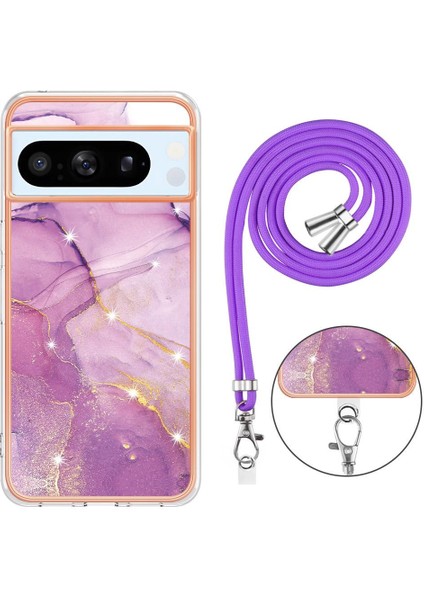 Google Piksel 8 Pro Crossbody Kordon Askısı Mermer Anti-Scratch Için Kılıf (Yurt Dışından)