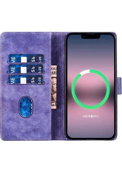 IPhone 13 Için Kılıf Mini Kabartmalı Sevimli Kedi Cüzdan Kılıf Flip Folio Kart (Yurt Dışından)