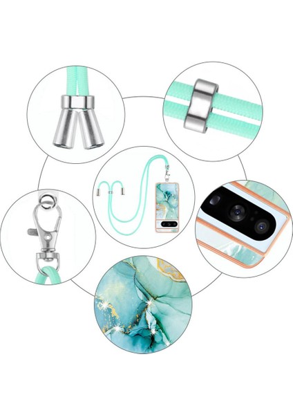 Google Piksel 8 Pro Crossbody Kordon Askısı Mermer Anti-Scratch Için Kılıf (Yurt Dışından) modelleri