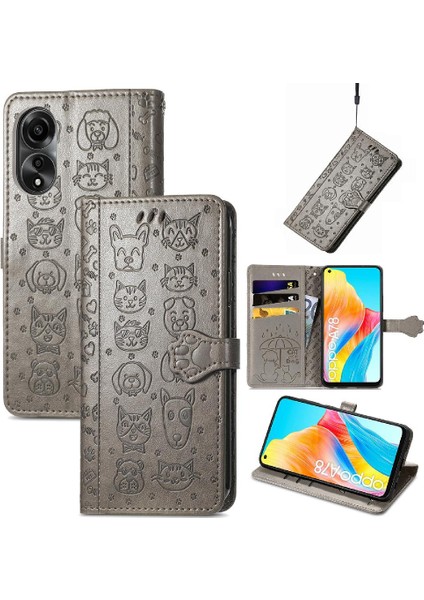Oppo A78 4g Için Kılıf Deri Kılıf Kapak Çevirin Darbeye Kısa Kayış (Yurt Dışından) modelleri