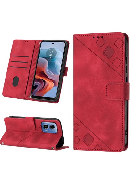 Motorola Moto G34 Manyetik Deri Kart Tutucu Cüzdan Flip Kapak Için Kılıf (Yurt Dışından)