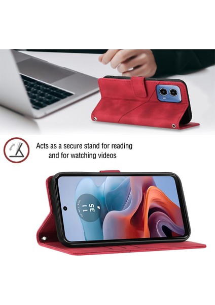 Motorola Moto G34 Manyetik Deri Kart Tutucu Cüzdan Flip Kapak Için Kılıf (Yurt Dışından)