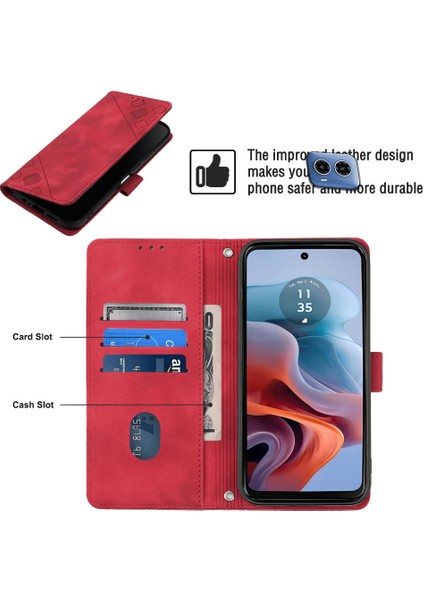 Motorola Moto G34 Manyetik Deri Kart Tutucu Cüzdan Flip Kapak Için Kılıf (Yurt Dışından)