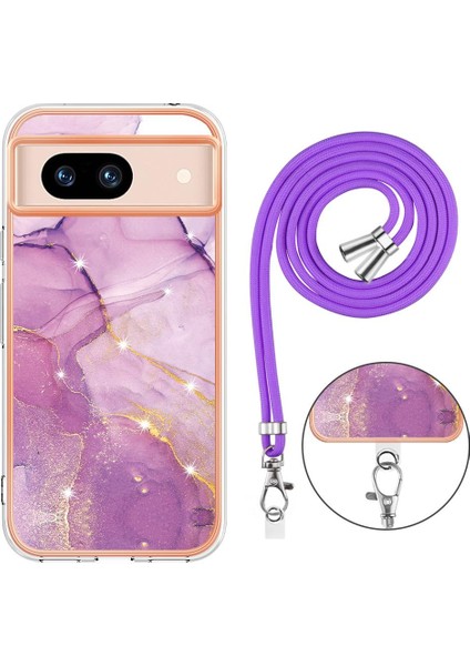 Google Piksel 8A Tampon Mermer Crossbody Kordon Askısı Için Kılıf Yumuşak (Yurt Dışından)