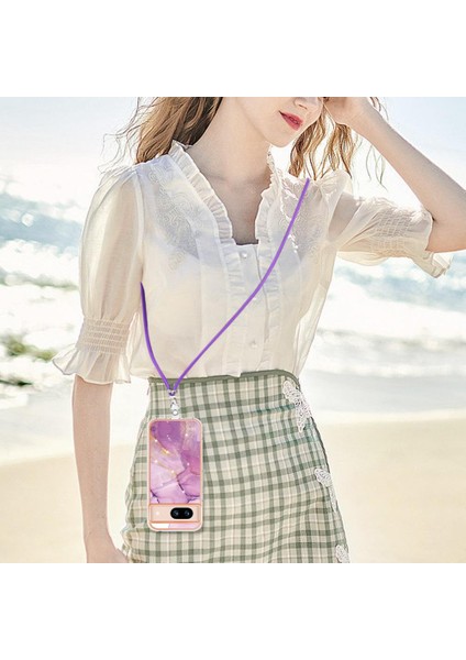 Google Piksel 8A Tampon Mermer Crossbody Kordon Askısı Için Kılıf Yumuşak (Yurt Dışından)