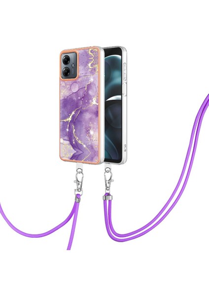 Motorola Moto G14 Tampon Mermer Crossbody Kordon Askısı Yumuşak (Yurt Dışından)