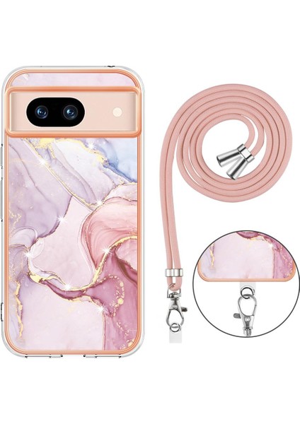 Google Piksel 8A Tampon Mermer Crossbody Kordon Askısı Için Kılıf Yumuşak (Yurt Dışından)