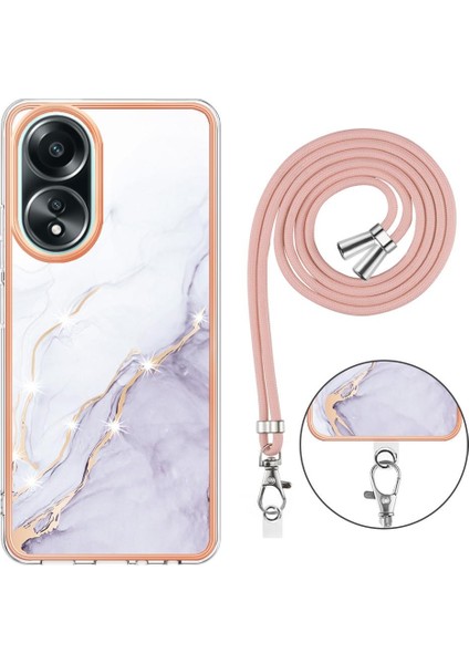 SZY Mall Oppo A58 4g Mermer Tampon Anti-Çizik Yumuşak Crossbody Kordon Için Kılıf (Yurt Dışından)