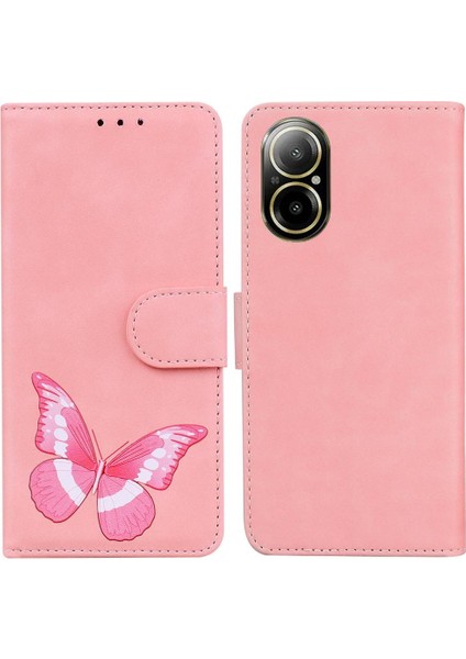 Realme C67 4g Cüzdan Flip Folio Kapak Kelebek Renk Baskılı (Yurt Dışından)