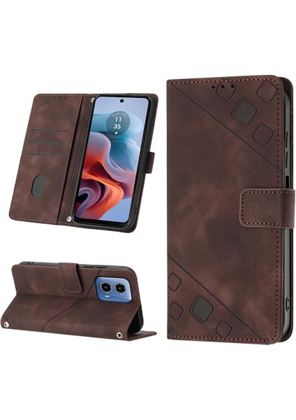 Motorola Moto G34 Manyetik Deri Kart Tutucu Cüzdan Flip Kapak Için Kılıf (Yurt Dışından)