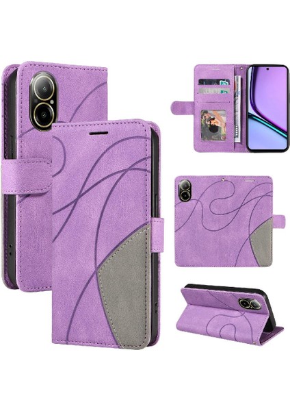 Realme C67 4g Kickstand Koruyucu Pu Deri Flip Folio Için Flip Case (Yurt Dışından)