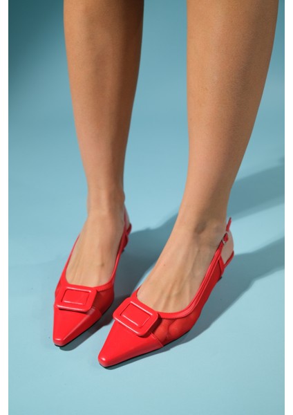 Amora Kırmızı Tokalı Kadın Kısa Topuklu Ayakkabı fiyatları