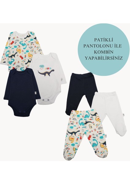 Baby %100 Pamuk 3'lü Uzun Kollu Bebek Body - Zıbın