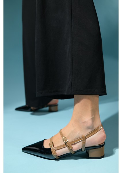 Cenova Siyah-Kahve Rugan Kadın Topuklu Sandalet fırsatları