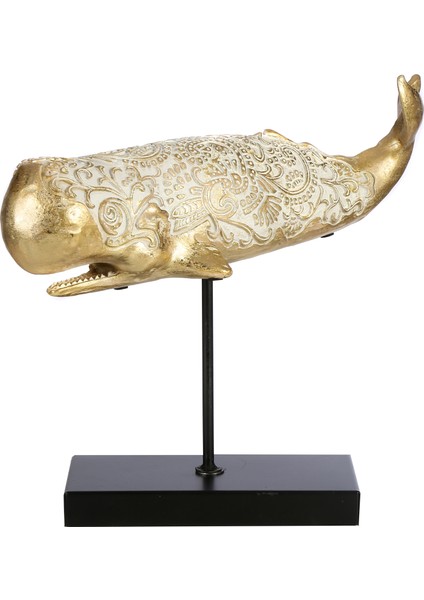 Whale Gold Işlemeli Balina Biblo 40 cm AK.ID0115