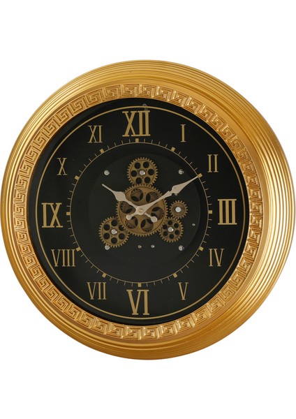 Varak Çarklı Duvar Saati Gold Siyah 55 cm AK.WLT1000