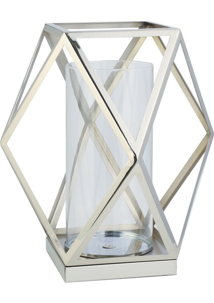 Prizma Cam Mumluk Silver 30X30X26 cm AK.JD0118