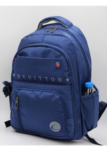 Özel Su Itici Kumaş Unisex Lacivert Okul Sırt Çantası 34400