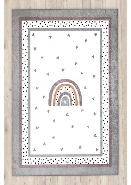 Gökkuşağı Kalpli Çocuk Halısı