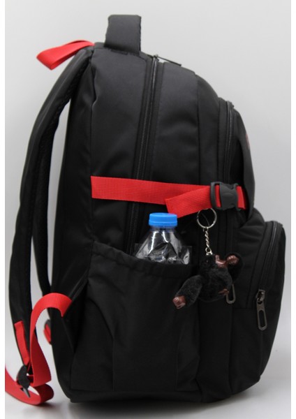 Özel Su Itici Kumaş Unisex Siyah-Kırmızı Okul Sırt Çantası 34500 fırsatları