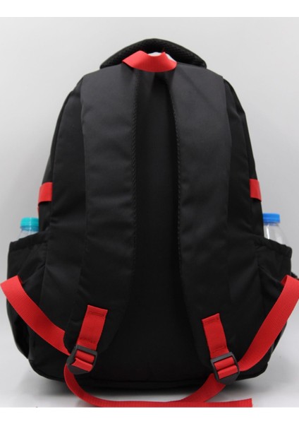 Özel Su Itici Kumaş Unisex Siyah-Kırmızı Okul Sırt Çantası 34500 indirimleri
