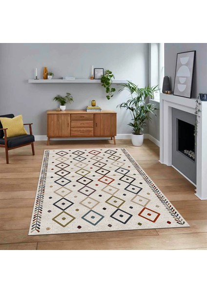 Dijital Baskılı Kaymaz Yıkanabilir Iskandinav Desen Yolluk Salon Halısı, V-Iskandinav-21-Renkli,
