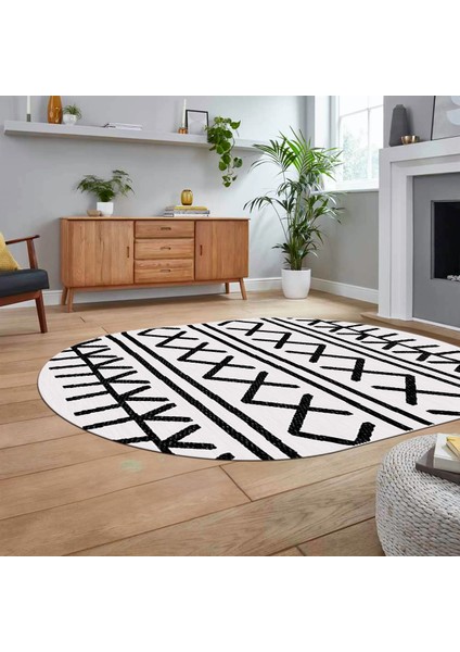 Dijital Kaymaz Yıkanabilir Oval Iskandinav Desen Yolluk Salon Halısı, V-O-Iskandinav-28-Beyaz, fiyatları