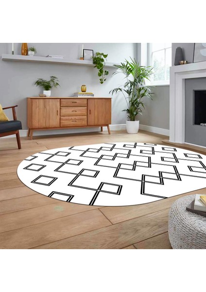 Dijital Kaymaz Yıkanabilir Oval Iskandinav Desen Yolluk Salon Halısı, V-O-Iskandinav-05-Beyaz, fiyatları