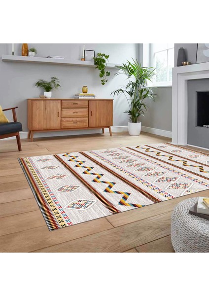 Dijital Baskılı Kaymaz Yıkanabilir Iskandinav Desen Yolluk Salon Halısı, V-Iskandinav-27-Renkli,