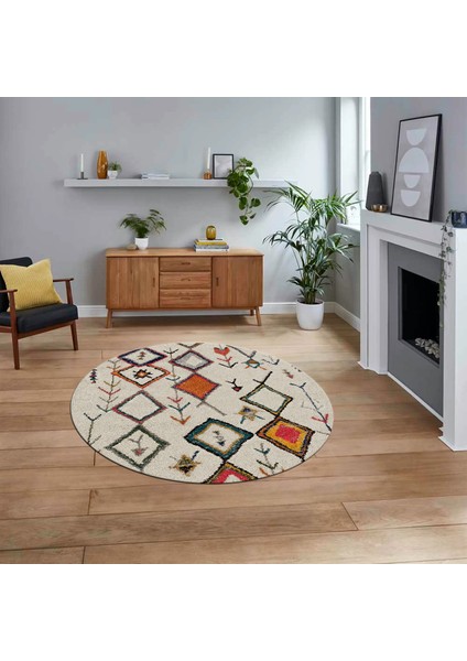 Dijital Kaymaz Yıkanabilir Yuvarlak Iskandinav Desen Salon Halısı, V-Y-Iskandinav-14-Renkli,