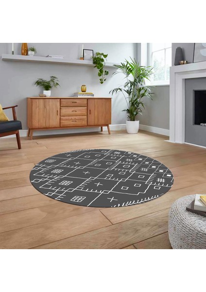 Dijital Kaymaz Yıkanabilir Yuvarlak Iskandinav Desen Salon Halısı, V-Y-Iskandinav-10-Antrasit, fiyatları
