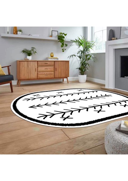Dijital Kaymaz Yıkanabilir Oval Iskandinav Desen Yolluk Salon Halısı, V-O-Iskandinav-07-Beyaz, fiyatları