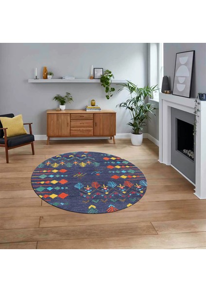 Dijital Kaymaz Yıkanabilir Yuvarlak Iskandinav Desen Salon Halısı, V-Y-Iskandinav-24-Renkli,