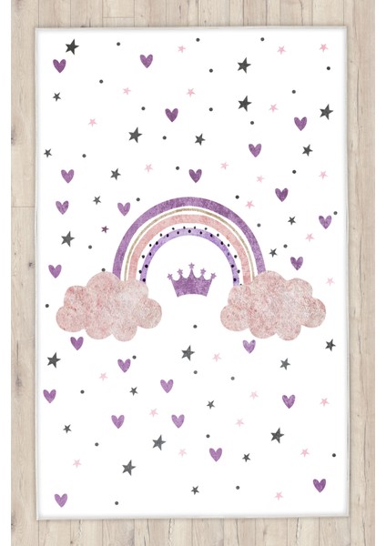 Gökkuşağı Kalpli Çocuk Halısı