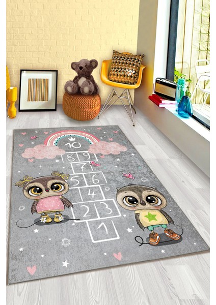 Gökkuşağı Baykuşlu Seksekli Çocuk Oyun Halısı fiyatları
