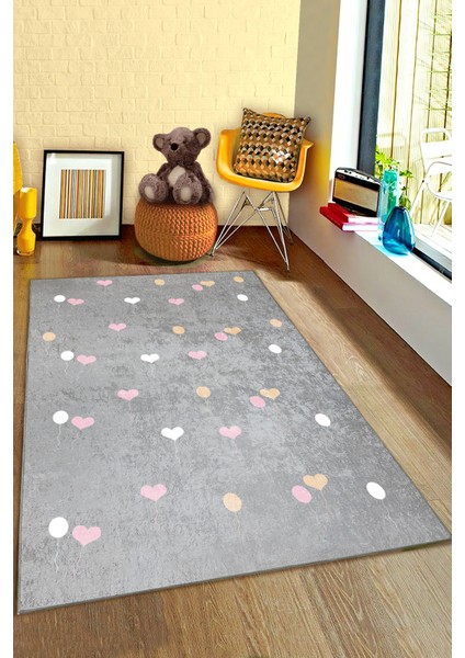 Balonlu Gri Pembe Çocuk Odası Halısı fiyatları