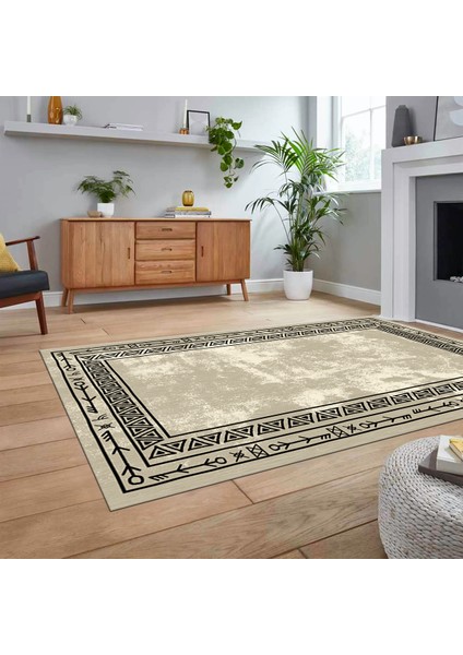 Dijital Baskılı Kaymaz Yıkanabilir Iskandinav Desen Yolluk Salon Halısı, V-Iskandinav-30-Bej, fiyatları