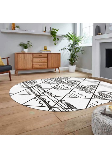 Dijital Kaymaz Yıkanabilir Oval Iskandinav Desen Yolluk Salon Halısı, V-O-Iskandinav-20-Beyaz, fiyatları