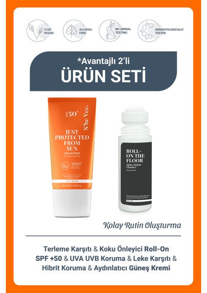 She Vec Aydınlatıcı & Leke Önleyici & Güneş Kremi &terleme Karşıtı & Koku Önleyici Roll-On Seti SET-126