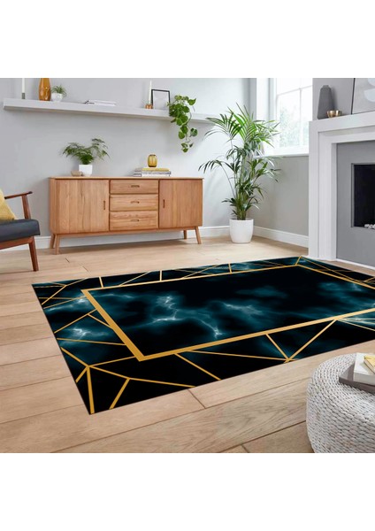 Dijital Baskılı Kaymaz Taban Yıkanabilir Mermer Desen Mutfak Salon Halısı, V-Mermer-24-Mavi, fiyatları